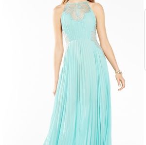 BCBGMax Azria Women's Misty Pleated Gown With Lace